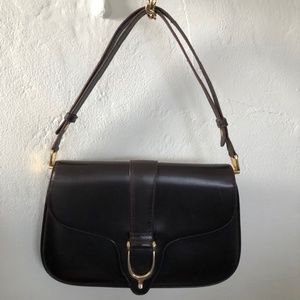Gucci vintage leather gold stirrup 70s bag REDUCED